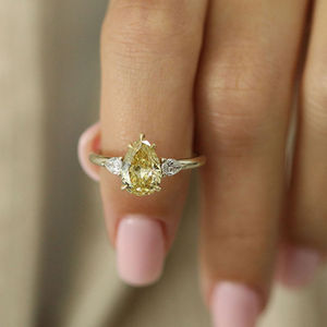 Anillos de Plata de Ley 925 con Piedra de Cristal en Forma de Pera Amarilla de Moda Personalizada para Mujer, Anillos de Compromiso y Boda - Product Image 5