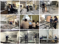 Présentoir en tissu sur rail en métal multifonctionnel, ensemble de quatre pièces pour l'affichage de textiles de maison avec coussins, édredons et draps