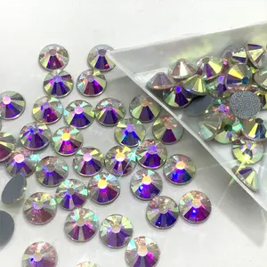 Factory direct sale nigerian market ss10 crystal AB rainbow colour hot fix rhinestones 500 gross bulk packing