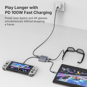 สถานีเชื่อมต่อ USB-C VR แบบ 3 ใน 1 พร้อมเอาต์พุตวิดีโอคู่ 4K 60Hz ฮับชาร์จเร็ว 100W PD สำหรับชุดหูฟัง VR - Product Image 4