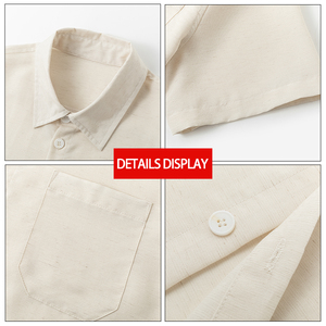Camicia Casual Estiva da <span class=keywords><strong>Uomo</strong></span> <span class=keywords><strong>in</strong></span> Misto <span class=keywords><strong>Lino</strong></span> con Logo Personalizzato, Manica Corta, Traspirante, Asciugatura Rapida, Vestibilità Comoda, Bottoni - Product Image 5