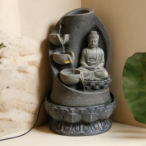 禅瞑想カスケード仏像滝噴水 室内卓上噴水 LEDライト付き - Product Image 5
