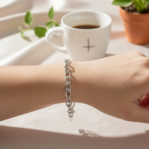 Bracciale a catena ovale in acciaio 6.7x10.5 a maglie fini - Product Image 3