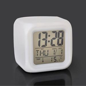 Colorful Square <b>LED</b> 7 Color-Changing Luminous Electronic Digital Alarm <b>Clock</b> Thermometer Calendars Date Time Night Light Desk - Product Image 3