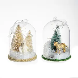 Hot Selling Christmas Tree Decoration Rose In Transparent Display Glass Dome With Wood Base For Decoration
