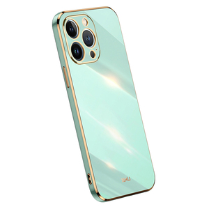 Xinli อุปกรณ์เสริมโทรศัพท์มือถือสำหรับ <span class=keywords><strong>iPhone</strong></span> 15 14 <span class=keywords><strong>13</strong></span> 12 11 Plus <span class=keywords><strong>Pro</strong></span> <span class=keywords><strong>MAX</strong></span> กรอบขอบทองชุบไฟฟ้าเคสโทรศัพท์ TPU กันตก - Product Image 1
