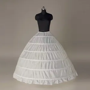 Mulheres A Linha de Crinolina Anágua 6 /8 Hoops Saia Longa Underskirt para o vestido de Casamento Nupcial Vestido de Baile Branco