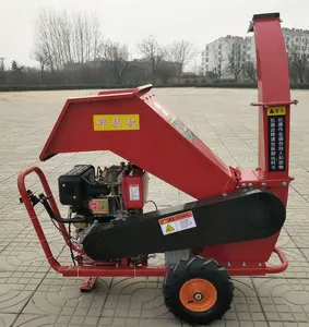 188f 15 Hp 3 Blades Twig Crusher Mobile Diesel Wood Chipper Shredder