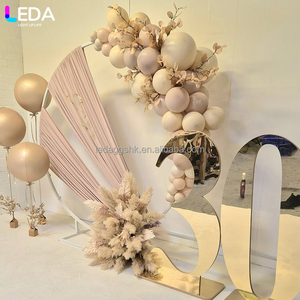 LEDA Wedding Party Event Decoration White Metal <b>Round</b> Hanging Flower <b>Balloon</b> Backdrop - Product Image 2