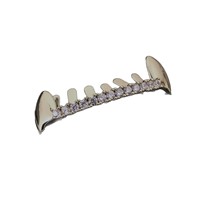 Fournisseur en gros : Grillz Hip Hop à huit dents en forme de goutte d'eau pour dents inférieures, plaqué or, accessoires dentaires, Halloween, Punk, Hip Hop
