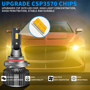 Ampoules de phares antibrouillard <span class=keywords><strong>LED</strong></span> CSP 3570 jaune doré 3000K |   Phares <span class=keywords><strong>LED</strong></span> 12V 50W H11 H3 9006 880 PSX26W à allumage instantané pour voitures - Product Image 2