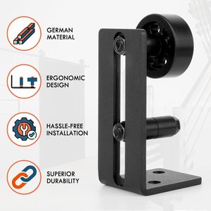Paquete de 4 guías metálicas <span class=keywords><strong>para</strong></span> puertas correderas de granero, rodillos inferiores ajustables con 8 opciones de configuración, funcionamiento silencioso, diseño empotrado, tiras de fieltro - Product Image 3