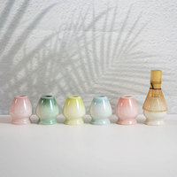 En stock, logo personnalisé, 2 pièces, bol à matcha en céramique moderne, support pour fouet, boîte cadeau pour débutant en matcha