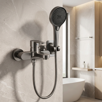 Ensemble de robinetterie de douche thermostatique murale à double contrôle de température, mitigeur de douche de salle de bain à 3 trous et poignée unique