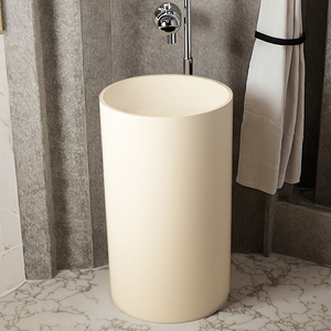 Lavabo moderne autoportant <span class=keywords><strong>à</strong></span> surface solide, durable, écologique, finition mate, facile <span class=keywords><strong>à</strong></span> nettoyer, béton poli, drain étanche - Product Image 4