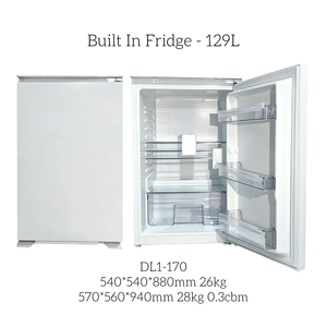 Réfrigérateur encastrable sous comptoir de 129 litres, étagères en verre réglables, éclairage LED, porte réversible pour cuisine compacte, appartement - Product Image 1