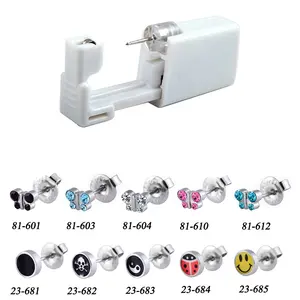 Disposable Ear Piercing Unit Safe Sterile Easier Piercing Gun Skull Ladybug Smile Logo Ear Studs Body Piercing Wholesale