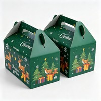 Boîte à emporter de Noël avec poignée, disponible en plusieurs couleurs, boîte cadeau pliable pour aliments et fruits, conteneur à emporter avec logo personnalisé