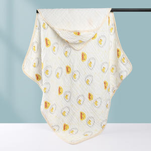 Toalla de Baño con Capucha de Gasa de Algodón para Bebés, Manta de Seis Capas con Estampado de Animales de Dibujos Animados, de Secado Rápido, 300 g/m², 110x110 cm, para Uso Doméstico - Product Image 1