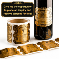 Étiquettes de bouteilles de vin de luxe personnalisées - Autocollants adhésifs en feuille d'or imperméables pour champagne et spiritueux - Logo personnalisé