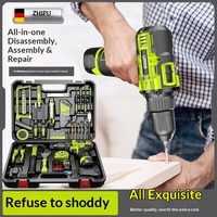 Ensemble complet de perceuse à main et boîte à outils, kit d'outils domestiques alimenté par batterie au lithium, tournevis électrique pour réparation de matériel, Chine