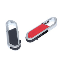 Flashdisk Logam Custom Logo Grosir Berkualitas Tinggi, USB 2.0 Putar Promosi dengan Pengait Carabiner, Berbagai Warna