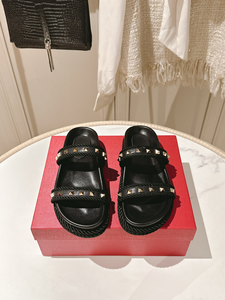 Brown Studded Strap Slide <b>Sandals</b> with Woven Edge Casual Flat Beach Shoes for Women - Product Image 4