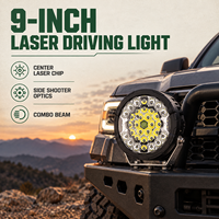 Phare de conduite HSSHLED 9 pouces 130W rond, faisceau combiné laser latéral, éclairage tout-terrain pour camion, SUV, Jeep 4x4