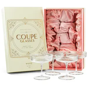 280ml bicchieri da Cocktail coupé con gelato Martini a coste Vintage creativi unici per confezione regalo di compleanno di nozze