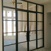 Puerta Francesa Abatible de Hierro Moderna para Balcón, con Vidrio Templado y Acero Personalizado para Exteriores