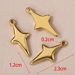 Pendentif étoile à quatre branches en acier inoxydable Mingx, plaqué or véritable 18 carats, couleur météore, préservé - Product Image 2