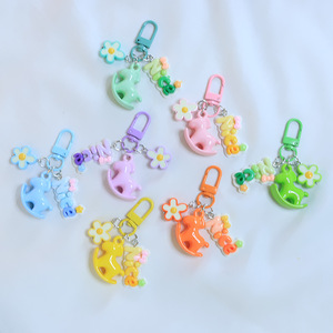 Cute Rocking Horse Keychain Colorful Acrylic <b>Flower</b> Letter <b>Bag</b> Charm Pendant for Women Girls <b>Gift</b> Wholesale - Product Image 2