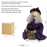 Décoration d'Halloween 2026 : Figurine Sorcière, Pot à Sucre Sorcière, Lumière à Détection Vocale avec Effet Sonore, Accessoires de Décoration
