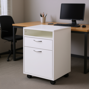 Archivador Móvil Blanco con 2 Cajones, Ruedas y Organizador de Almacenamiento para Oficina - Product Image 2