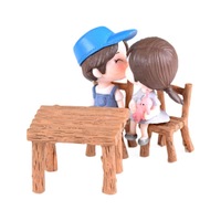 Mini table et 2 chaises en résine, accessoires pour maison de poupée, figurines miniatures pour jardin féerique
