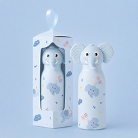 Bouteille d'eau réutilisable personnalisée de 350 ml avec couvercle en silicone animal et double paroi en acier 304 pour cadeau scolaire