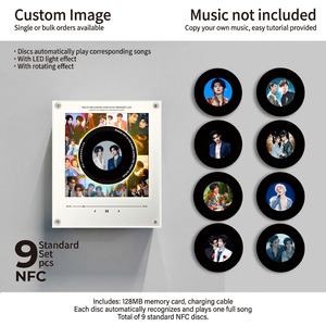 Aimant de réfrigérateur personnalisé en acrylique pour album musical, design tourne-disque vinyle, photo personnalisée, veilleuse rotative NFC, cadeau pour fan de musique - Product Image 5