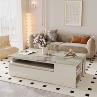 Tribesigns table basse de table extensible avec 4 tiroirs et étagère de rangement, faux marbre de table centrale pour salon