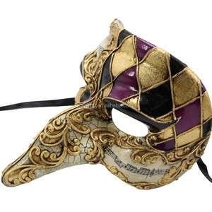 Doğrudan fabrika satış yüksek kalite plastik Handpainted parti venedik tarzı uzun burun maskeli topu kostümleri DIY düğün maskesi - Product Image 4
