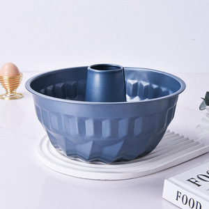 Hollow Chiffon Cake Mold Royal Blue Non Stick Carbon Steel Baking Mold For Oven Use Cylindrical Shape 1 Piece - Product Image 4