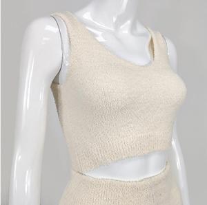 Completo Due Pezzi in Maglia Pelosa da <span class=keywords><strong>Donna</strong></span>, Top Corto Sexy con Scollo a V e Pantaloni a Vita Alta, Outfit Casual per <span class=keywords><strong>Casa</strong></span> C13424 - Product Image 5
