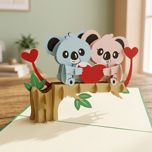 Koala Couple 3D Pop Card Love Theme Handmade Art Paper Customized Thanksgiving <b>Gifts</b> Hanoi Best Seller Top Trending - Product Image 1