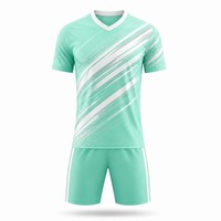 Seragam Sepak Bola Grosir 2026 Warna Hijau Mint dengan Garis Racing, Set Jersey Sepak Bola Custom, Sublimasi Penuh, Bahan Bernapas, Seragam Tim OEM
