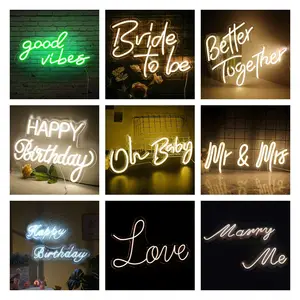 Wholesale Led Logo Light Happy Birthday Neon Sign Custom Made Wedding Dropshipping Neon Sign For Bedroom Party Home Decor