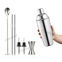 Kit de shaker en acier inoxydable personnalisé Boston 750 ml avec outils à cocktails pour bar à domicile, fête, cadeau extérieur, luxe
