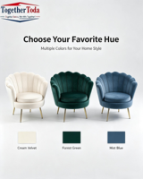 Fauteuil de loisirs moderne en velours, capitonné, durable et confortable, avec pieds en métal doré pour salon
