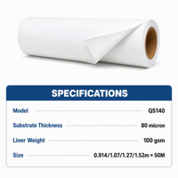 Rollo de Vinilo Autoadhesivo QS140, Película de PVC con Pegamento Blanco a Base de Agua para Rotulación de Vehículos, Adhesivos para Carrocería e Impresión de Pósters