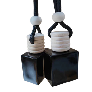 Mini botella de perfume y fragancia de vidrio negro de recarga vacía de 10ml con tapa de madera, botella difusora de Perfume para coche - Product Image 2