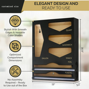 Yüksek Kaliteli 6'sı 1 Arada Çevre Dostu Üç Katmanlı Bambu Kilitli Poşet Düzenleyici Mutfak Çekmecesi Streç Film Dağıtıcısı Dahili - Product Image 4