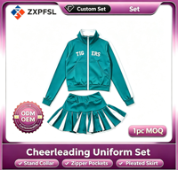 Ensemble d'uniformes de cheerleading personnalisés, haut à manches longues avec demi-zip, jupe plissée, tenue de cheerleader pour femme pour les performances d'équipe